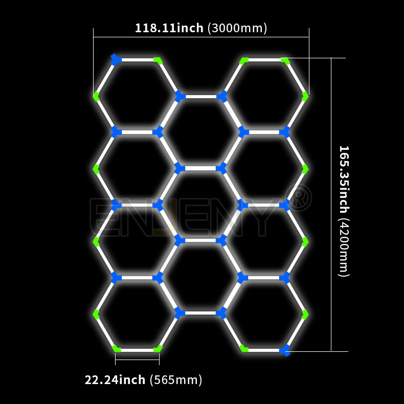 SLMC08 4.2M*3M (14ft *9.9ft) 368W Led Honeycomb hexagon hex-grid Light Ceiling Detailing Lamp Car Repair Workshop Wash beauty