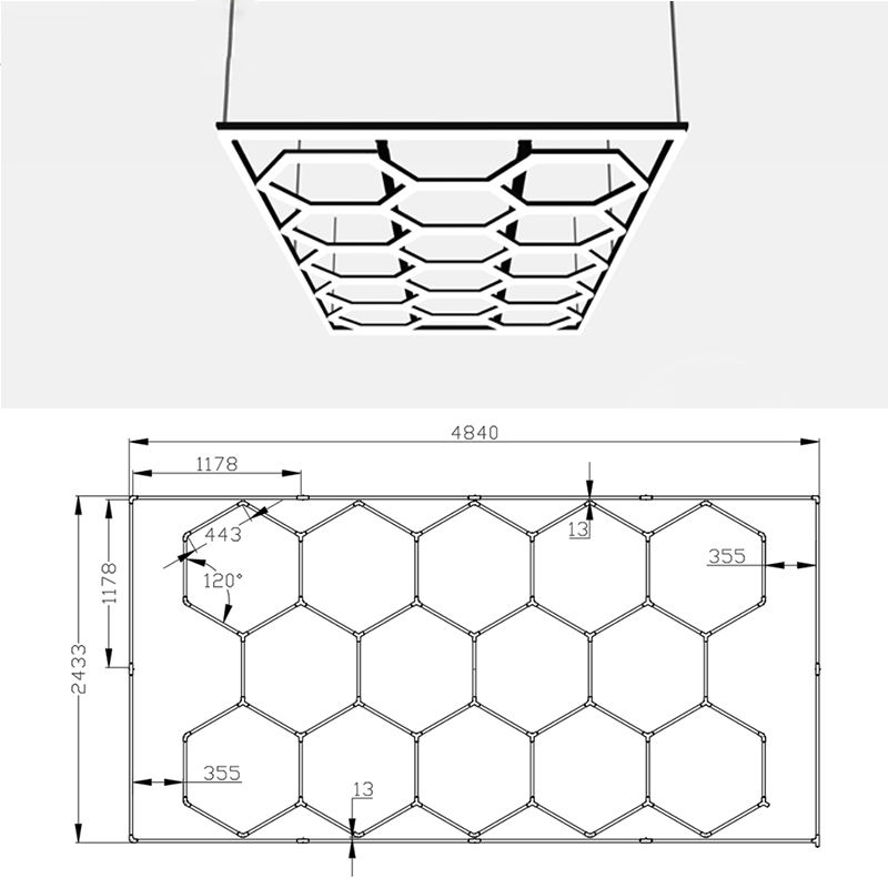New Professional Auto Car Workshop Studio Led Honeycomb Hexagonal Wall Ceiling Detailing Light