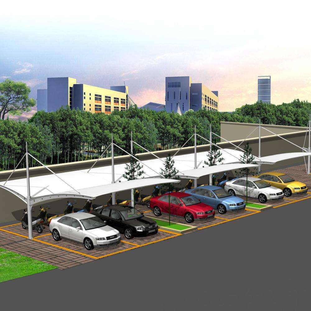 Morden Durable Curved PVC PVDF PTFE Car Park Shed Roofing Tensile Membrane Structure